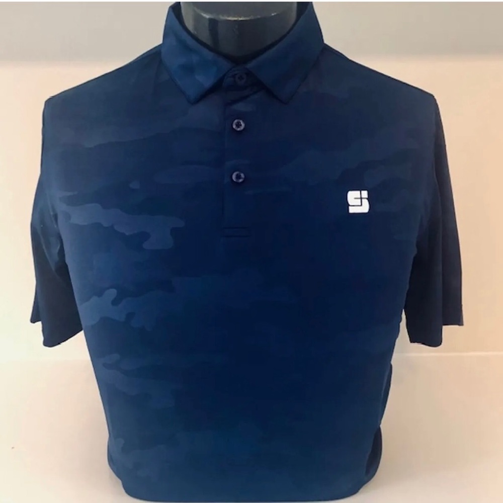 Coby Stevens Navy Camo Performance Polo